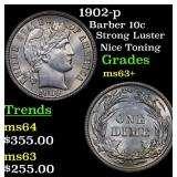 1902-p Barber 10c Grades Select+ Unc