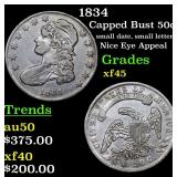 1834 Capped Bust 50c Grades xf+