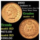 1900 Indian 1c Grades Choice+ Unc RD