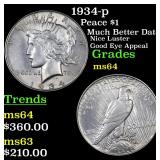 1934-p Peace $1 Grades Choice Unc