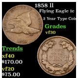 1858 ll Flying Eagle 1c Grades vf++