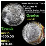 1880-s Rainbow Toned Morgan $1 Grades Choice+ Unc