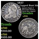 1827 Capped Bust 50c Grades vf++