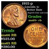 1921-p Lincoln 1c Grades Gem+ Unc RB