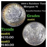 1884-o Rainbow Toned Morgan $1 Grades Choice Unc