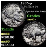 1935-p Buffalo 5c Grades GEM+ Unc