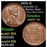1931-d Lincoln 1c Grades Choice+ Unc BN