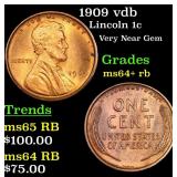 1909 vdb Lincoln 1c Grades Choice+ Unc RB