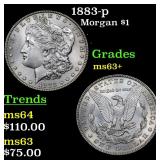 1883-p Morgan $1 Grades Select+ Unc