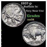 1937-p Buffalo 5c Grades Choice AU/BU Slider