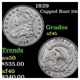 1829 Capped Bust Dime 10c Grades xf+