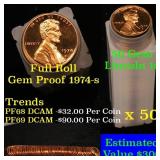 Proof 1974-s Lincoln cent 1c roll, 50 pieces (fc)
