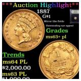 ***Auction Highlight*** 1887 Gold Dollar $1 Graded