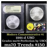1991-d USO Modern Commem Dollar $1 Graded ms70, Pe