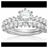 Sterling Silver round cut Wedding Set Cubic Zircon