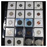 Page of 20 Mixed coins Morgan $1, Peace $1, Proof