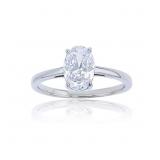 Sterling Silver Rhodium 6x9mm oval cut Solitaire E