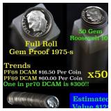 Proof 1975-s Roosevelt Dime 10c roll, 50 pieces (f