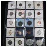 Page of 20 Mixed coins Morgan $1, Peace $1, Proof