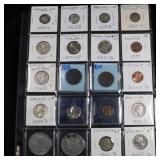Page of 20 Mixed coins Morgan $1, Peace $1, Washin
