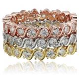 Sterling Silver Tricolor S Stack Ring Size 6