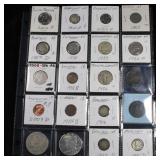 Page of 20 Mixed coins Morgan $1, Peace $1, Proof
