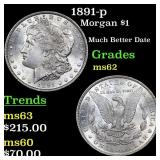 1891-p Morgan Dollar $1 Grades Select Unc
