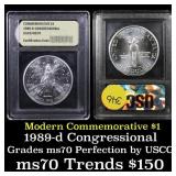 1989-d Congress Modern Commem Dollar $1 Grades ms7