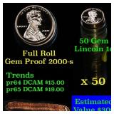 Proof 2000-s Lincoln cent 1c roll, 50 pieces (fc)