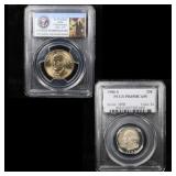 2 Slabbed Coins (Washington 25c, Presedential $1)