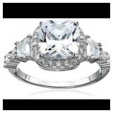 Sterling Silver mm cushion Cut Halo eng Ring with