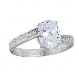 Sterling Silver mm Oval Cut Ring Cubic Zirconia Si
