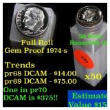 Proof 1974-s Roosevelt Dime 10c roll, 50 pieces (f