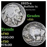 1925-s Buffalo Nickel 5c Grades vf+