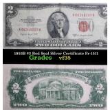 1953B $2 Red Seal Silver Certificate Fr-1511 Grade