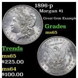 1896-p Morgan Dollar $1 Grades GEM Unc