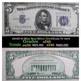 1934D $5 Blue Seal Silver Certificate Fr-1654 Grad