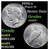 1926-s Peace Dollar $1 Grades Select+ Unc