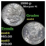 1886-p Morgan Dollar $1 Grades Choice Unc