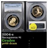 PCGS 2004-s Sacagawea Dollar 1 Graded pr69 dcam By