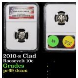 NGC 2010-s Clad Roosevelt Dime 10c Graded pr69 dca