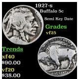 1927-s Buffalo Nickel 5c Grades vf+
