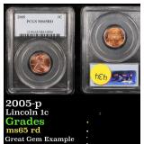 PCGS 2005-p Lincoln Cent 1c Graded ms65 rd By PCGS