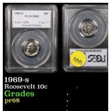 PCGS 1969-s Roosevelt Dime 10c Graded pr68 By PCGS