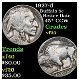 1927-d Buffalo Nickel 5c Grades vf++