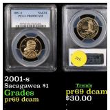 PCGS 2001-s Sacagawea Dollar 1 Graded pr69 dcam By
