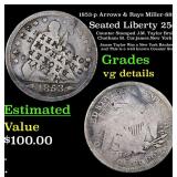 1853-p Arrows & Rays Miller-889C Seated Liberty 25