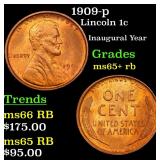 1909-p Lincoln 1c Grades Gem+ Unc RB