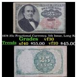 1874 25c Fractional Currency, 5th Issue, Long Key