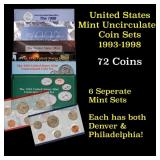 Group of 6 United States Mint Sets 1993-1998, in o